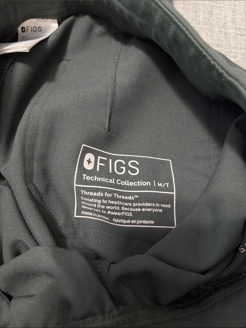 Figs Olive Green Women's Drawstring Jogger with Mint Tie - Picture 3 of 3